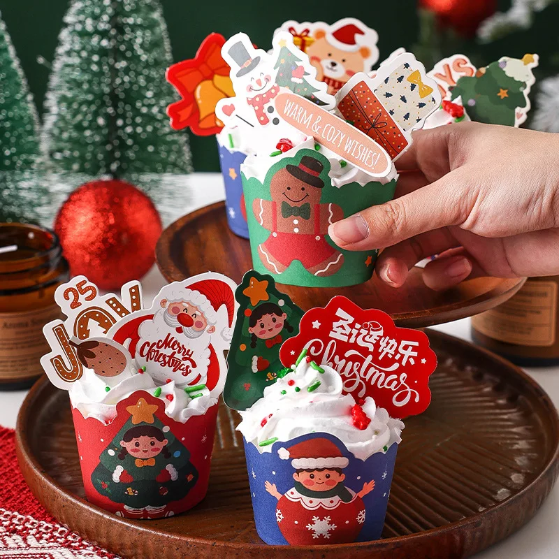 Christmas cupcake packaging, Santa Claus lost cake cup, disposable oven baking cup mold, party decoration gift box