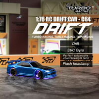 Turbo Racing 1:76 RC CAR C64 Drift RC Car With Gyro Radio Full Proportional Remote Control Toys RTR Kit For Kids and Adults