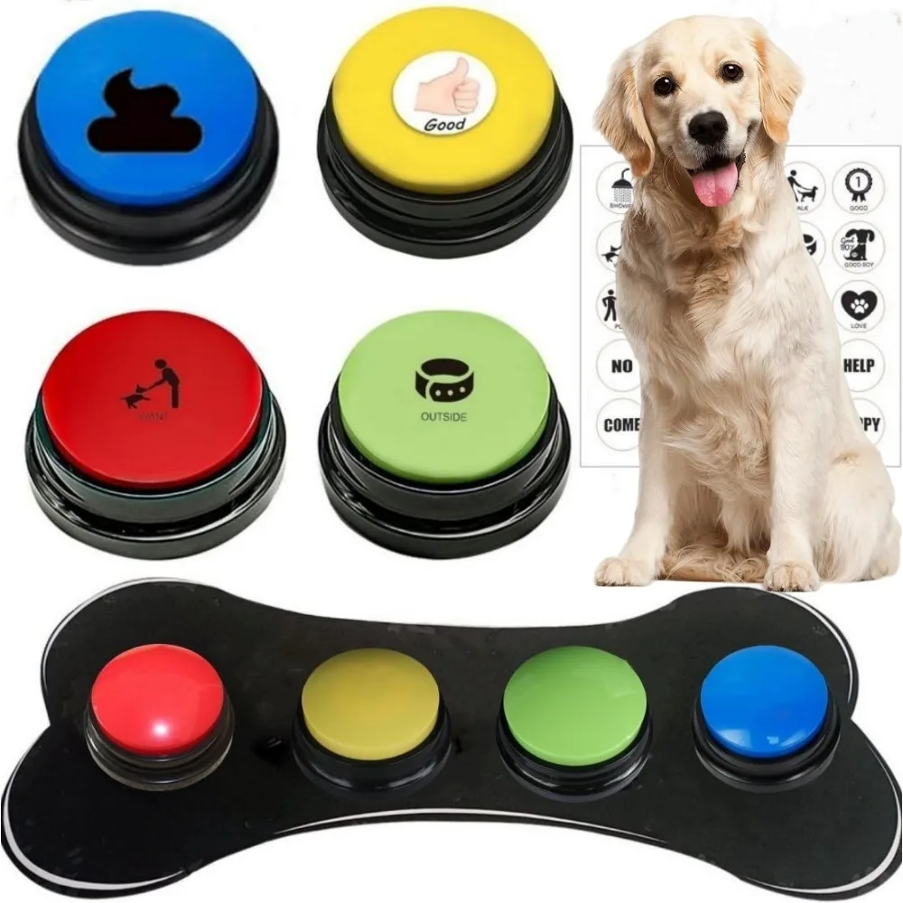 Dog communication button, pet training recording button, buzzer recording playback, talking pet toy recording trainer