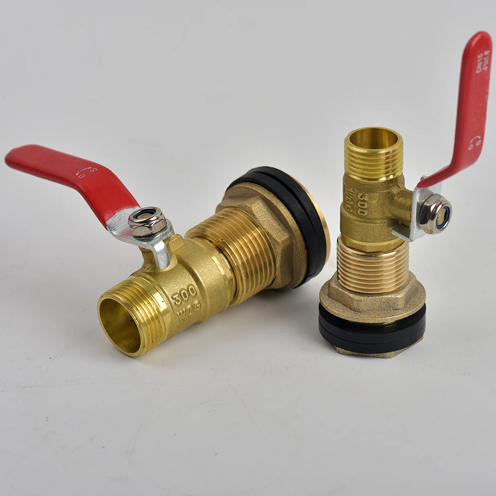 Brass Water Tank Connector, 1/2 3/4 inch Male Thread with Ball Valve, Water Tank Connector, Garden Water Connector