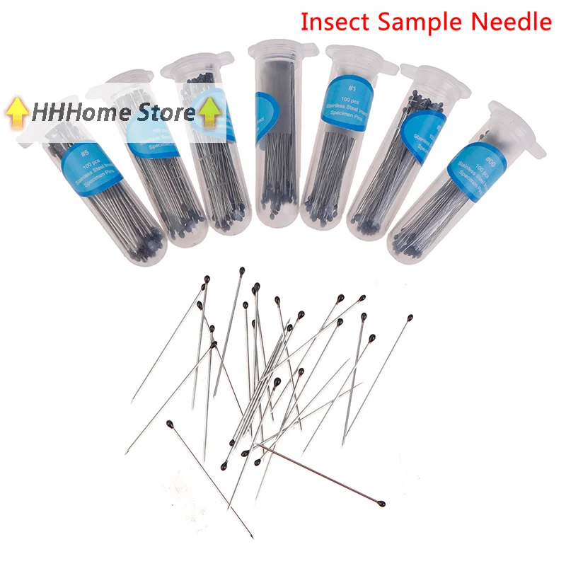 100Pcs/set 00# 0# 1# 2# 3# 4# 5# Stainless Steel Insect Pins Specimen Pins For School Lab Education