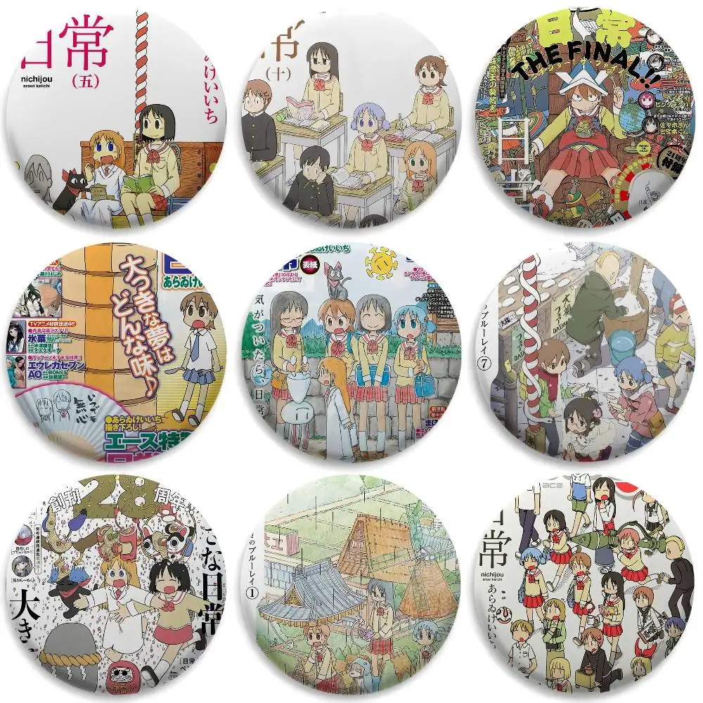 

N-Nichijou My O-Ordinary Life Badges Round Exquisite Badge Brooches Creative Pins For Clothes Hat Backpack Gift Accessories