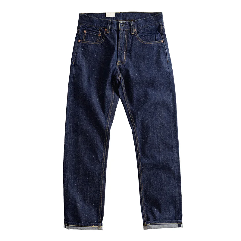 Autumn cotton vintage Red tannin straight leg jeans men's dark blue casual long pants