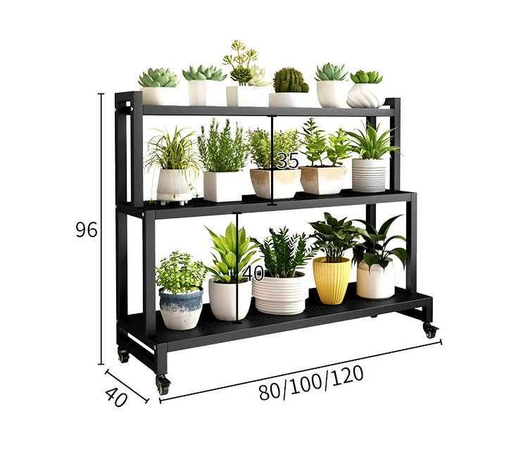 Movable Luxury Flower Shelf Balcony Tiered Wrought Iron Party Flowers Stand Table Universal Scaffale Per Piante Home Furniture image 4