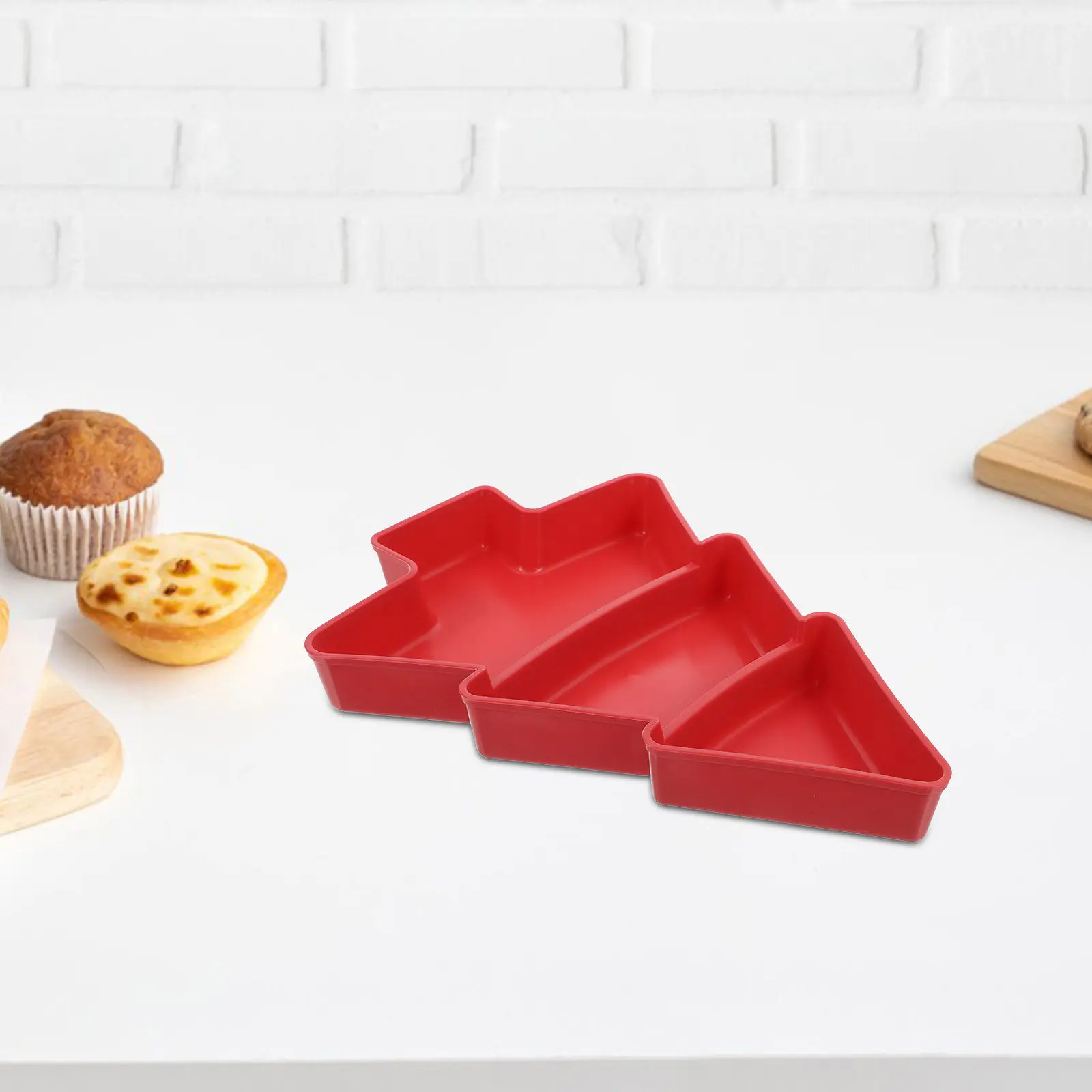 3-Section Christmas Tree Snack Tray – Red Plastic Fruit & Appetizer Serving Plate for Holiday Party