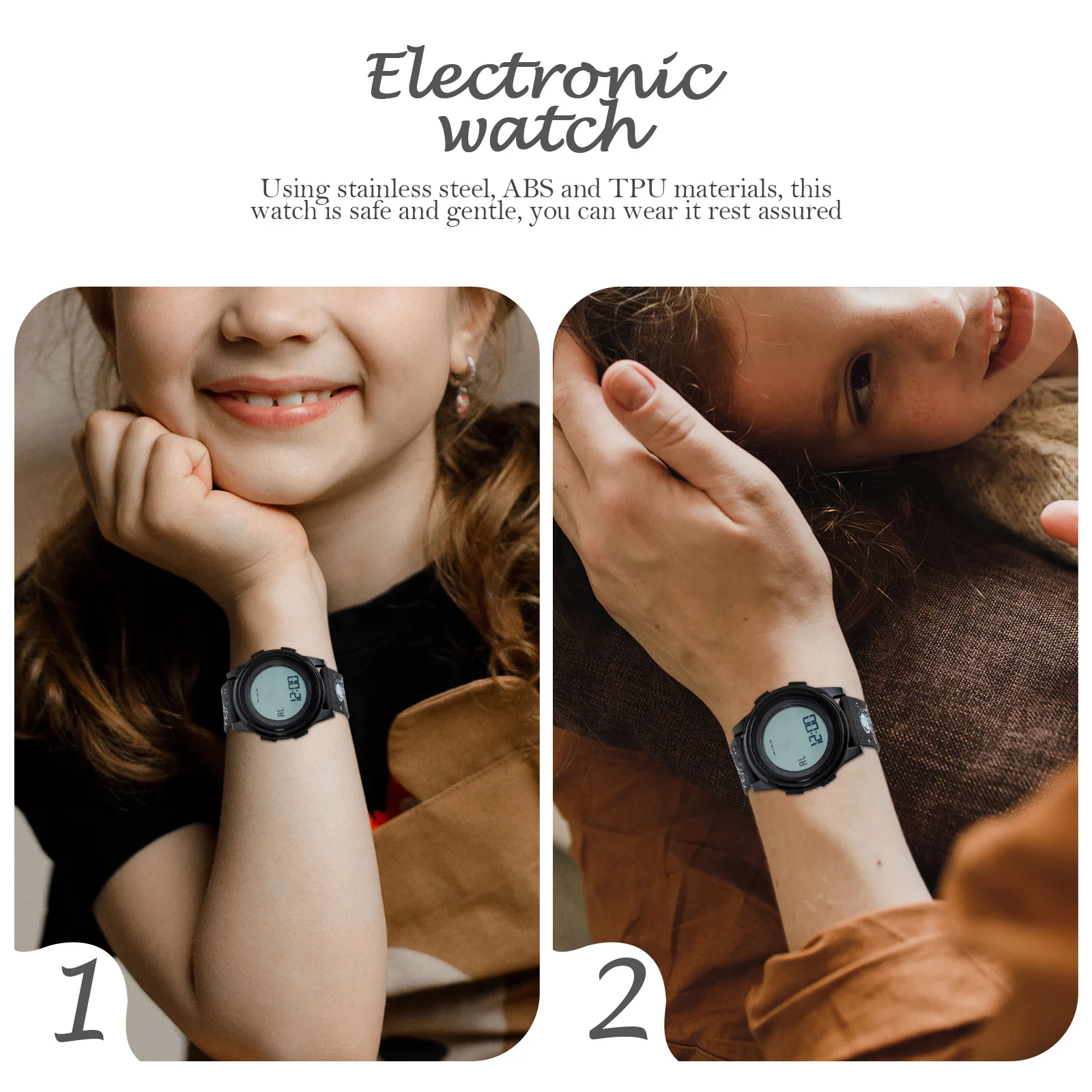 

Electronic Watch Digital Wristwatch ABS Stainless Steel Luminous Multifunctional Smartwatch for Sports and School