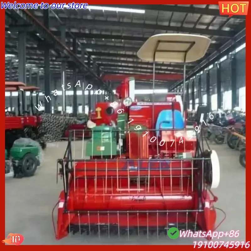 2026Hot Powered Small Crawler Rice Combine Harvester Integrated Reap Thresh Bag Mini Paddy Harvest Agricultural