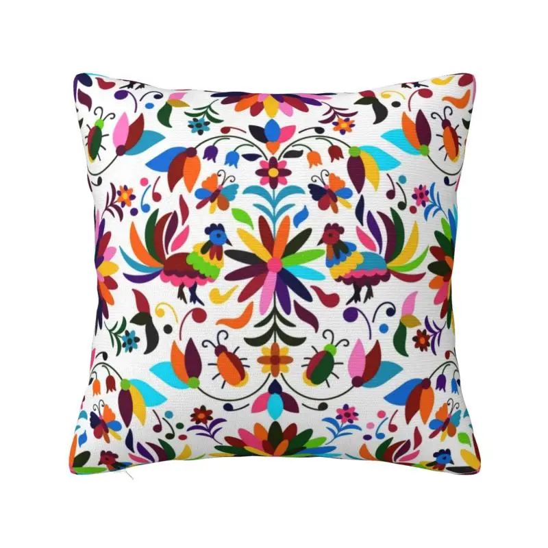 

Fashion Mexican Otomi Viva Cushion Cover 45x45cm Velvet Mexico Flowers Texture Pillow Case for Sofa Square Pillowcase Home Decor