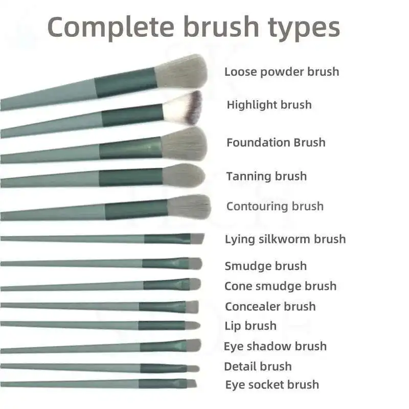 13 piezas de brocha de maquillaje de contorno, delineador de ojos, cepillo de cejas de ángulo pequeño portátil para maquillaje femenino, brocha de sombra de nariz de belleza