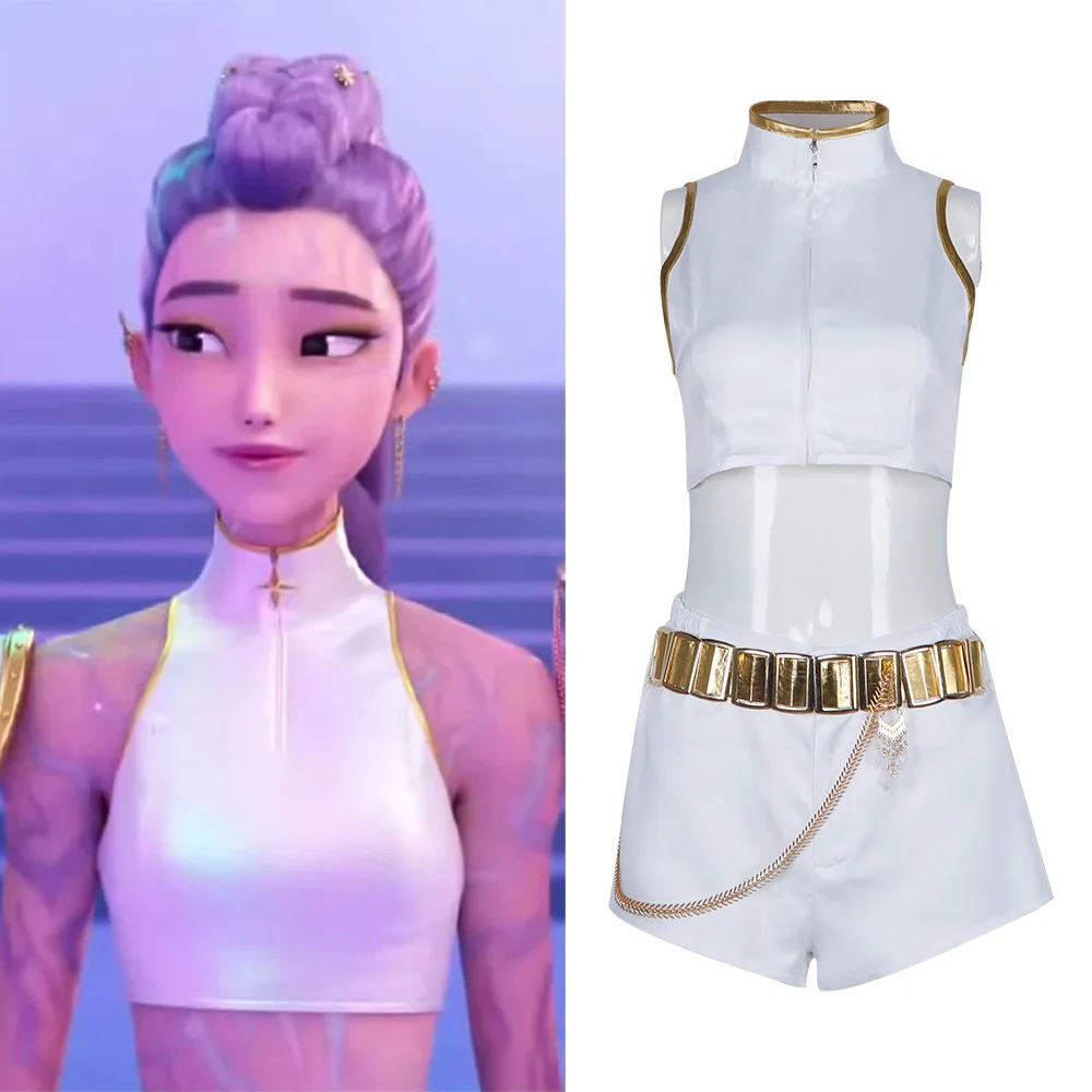 K-POP Witch Hunt Cosplay Costume, Zoe Mira Rumi Cosplay Stage Performance Costume, White Songwriting Costume