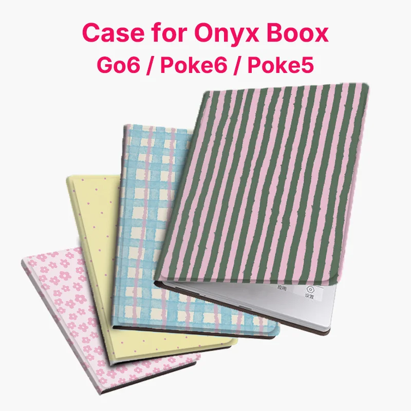 Murmelo Magnetic Case for Boox Go6 Gen2 Poke7 Poke6 Poke5 Frameless Auto Sleep Wake Cover Fresh Floral Pattern Style