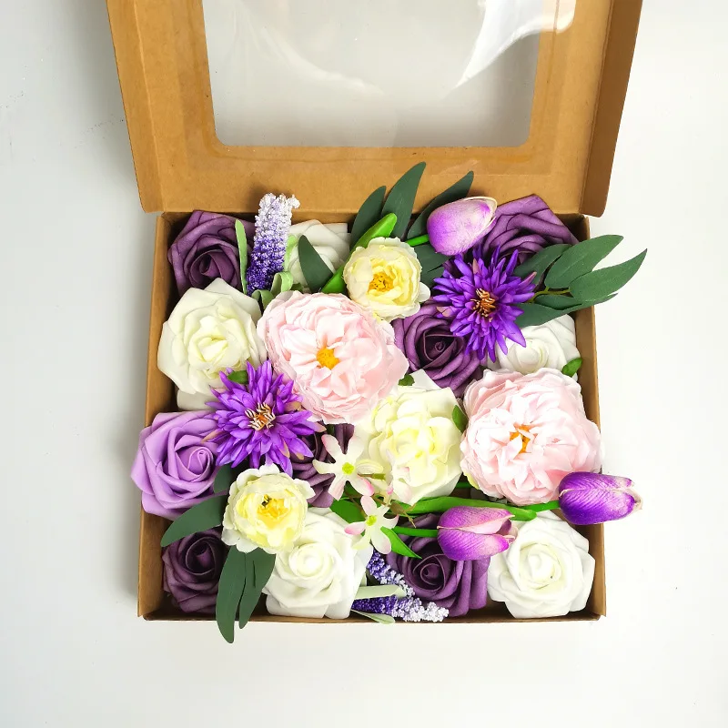 Wedding Flowers Combo Box Set For DIY Centerpieces Arrangements Bridal Bouquet Home Decorations Artificial Flowers Supplies