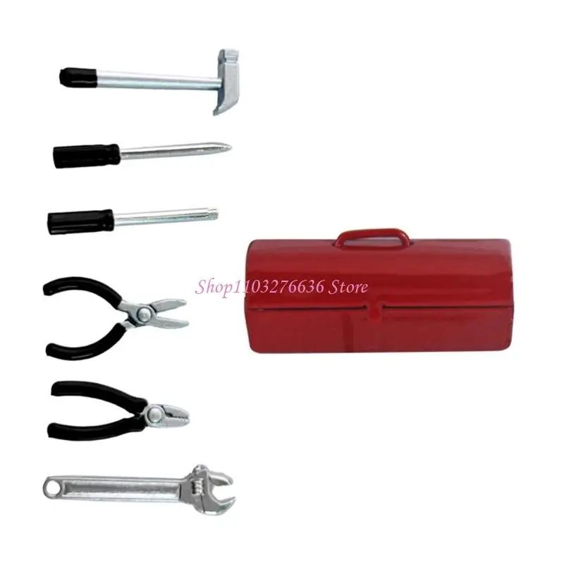 R6FD Simulation Metal Toolbox Set Toolkits voor Doll House Scene Display Decoratie Kinderen doen alsof Play Skill Development