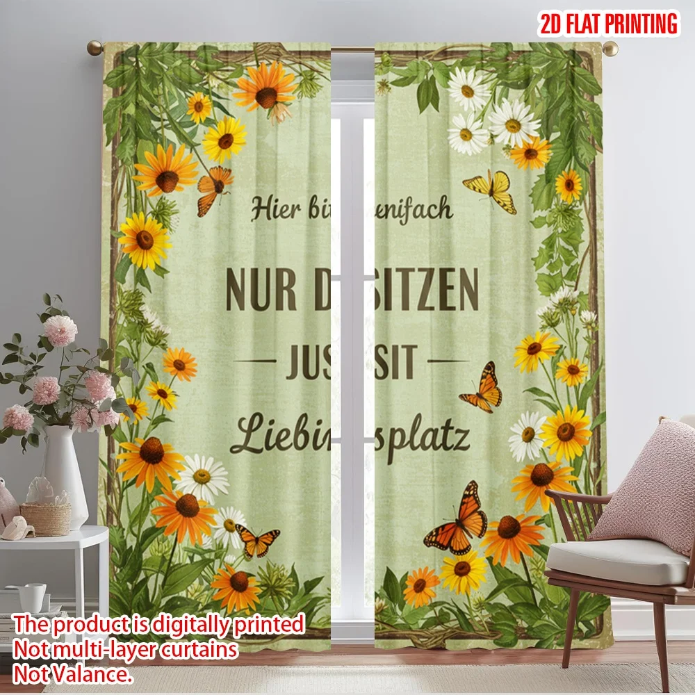 

2pcs 2D flat printing Window Curtains Sit Back Relax Favorite Spot Polyester Without Electricity All Season Party & Holiday
