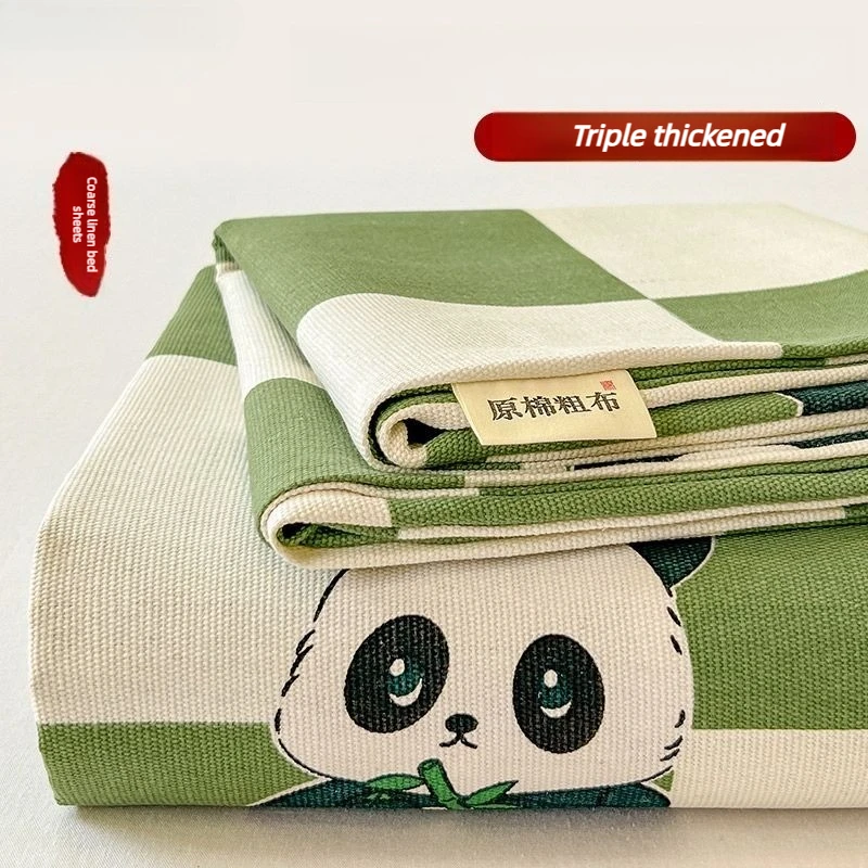Coarse Linen Cotton Bed Sheet Single Size Household Bedding Fabric Cover Supply