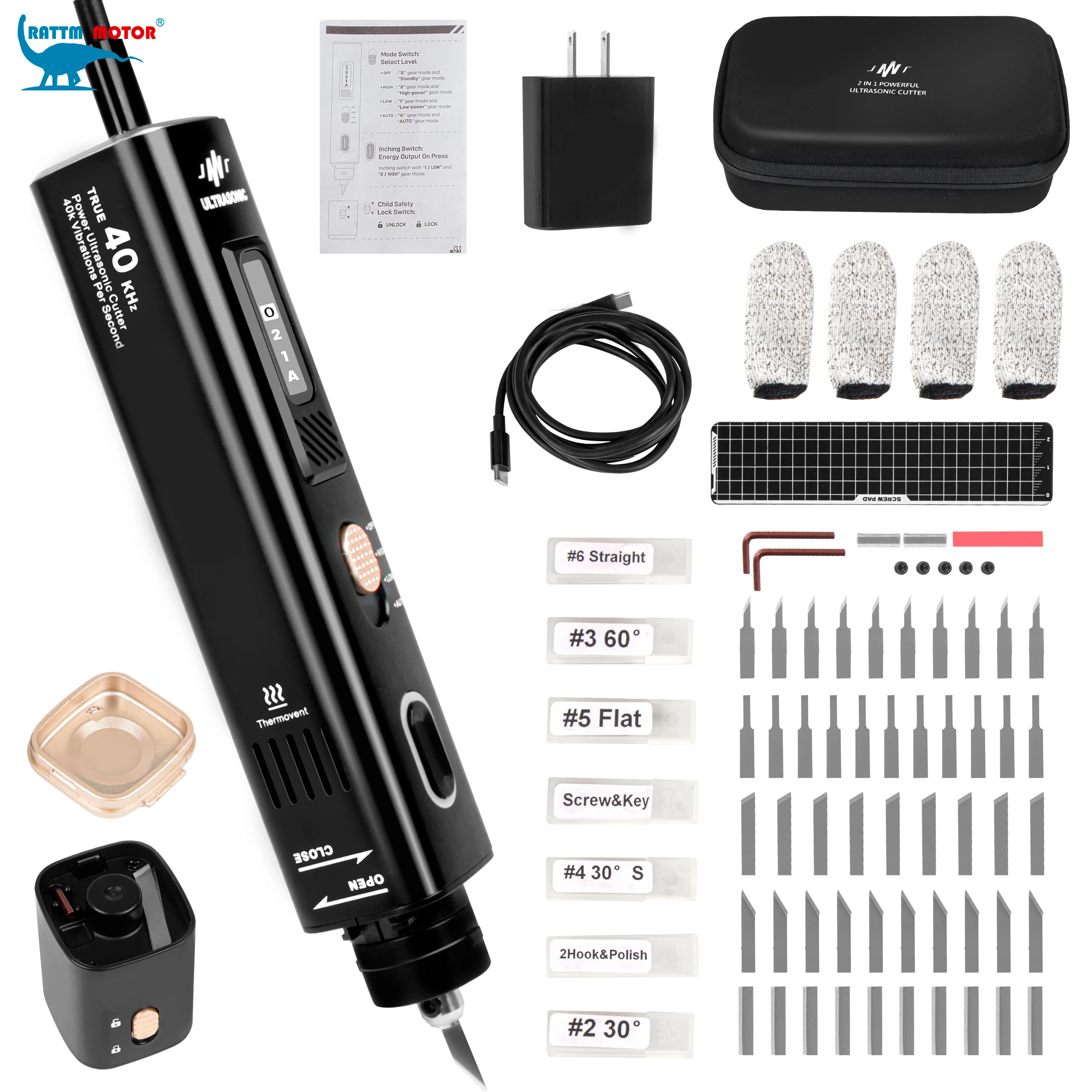 JM-Y10 PRO Ultrasonic Cutting Knife Overheat Protection DIY Electric Cutting Carving Grinding Tool Suitable Model Board