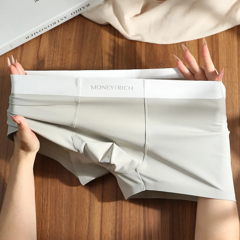 ملابس داخلية بدون خياطة من الحرير الجليدي للرجال ملابس داخلية صيفية قابلة للتنفس ملابس داخلية ناعمة للرجال سراويل داخلية مريحة للرجال ملابس تحتية محدبة #6