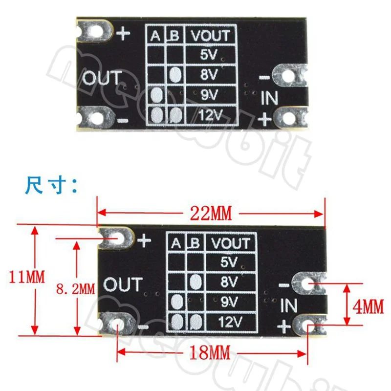 Mini DC-DC boost module 3.7V to 12V support 5V/8V/9V/12V output lithium battery boost