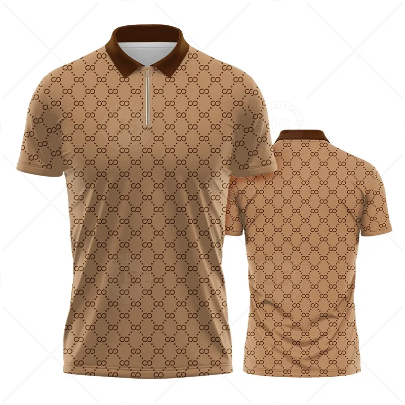 Men Luxury Brand Polo Shirt Summer Trend Business Casual Short Sleeved Office Workplace Versatile Shirt Pearl Ground Lapel