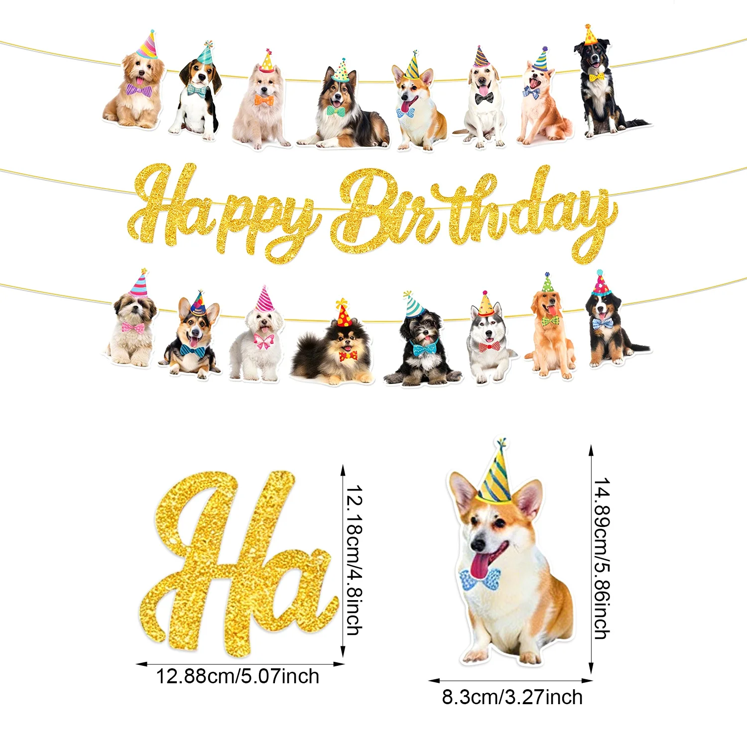 Haustier-Katzen-Hunde-Themen-Geburtstagsparty-Flaggen-Girlande, lustiges Papierbanner, Wimpelkette, Dekoration, niedliche Katzen- und Hunde-Tier-Geburtstagsparty-DIY-Deko – Detail 9