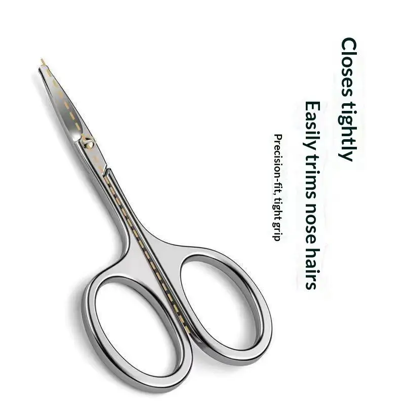 Round Tip Nose Hair Scissors Stainless Steel Ergonomic Handle Safe Manual Trimmer for Facial Hair Eyebrow Cut