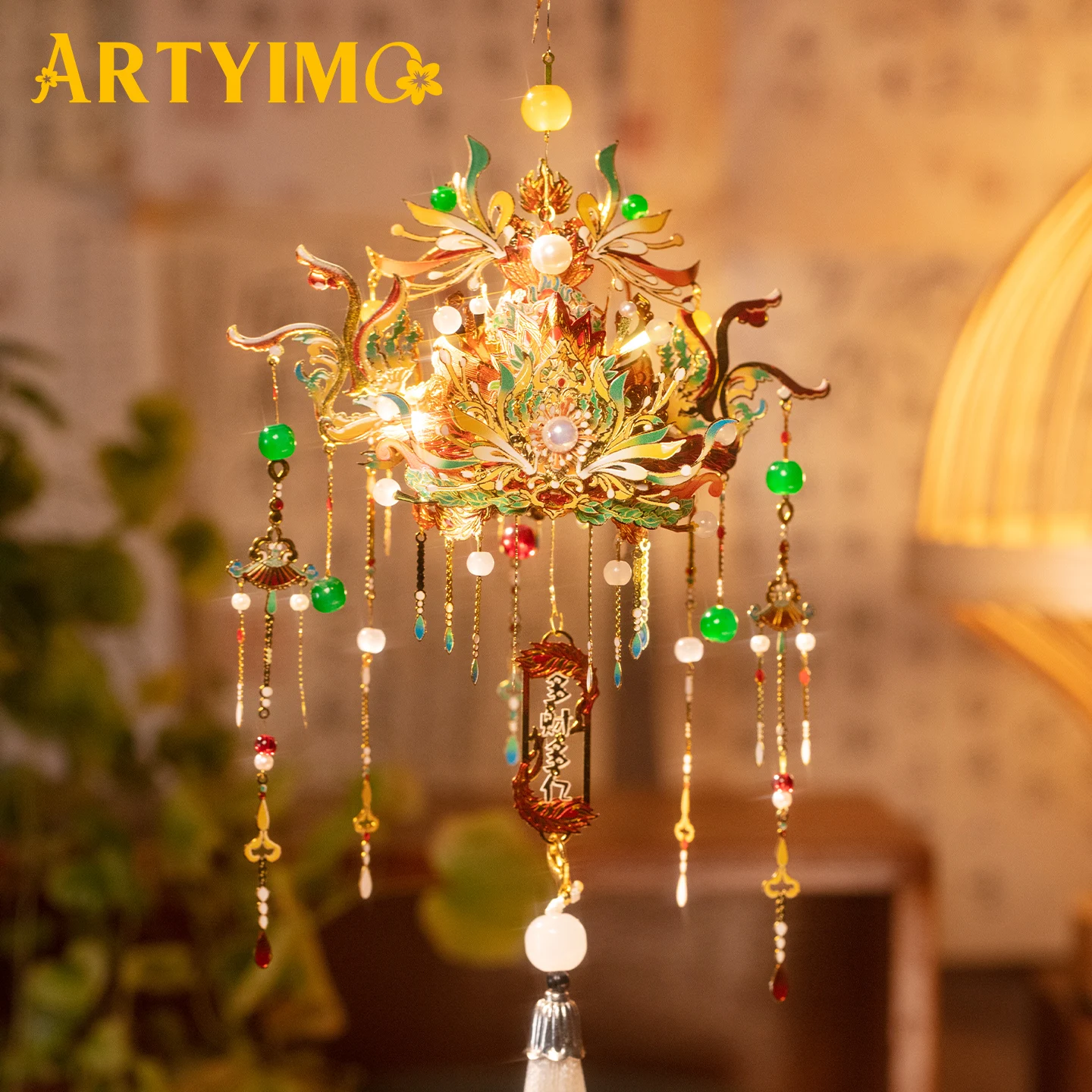 ARTYIMO Gilded Vermilion Bird Phoenix Crown 3D Metal Puzzle DIY Assembly Kit, Brain Teaser, Desk Decor, Christmas Halloween