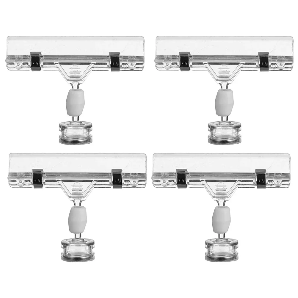 

Набор из 4 прозрачных магнитных держателей для ценников, рекламных табличек и этикеток на полки магазинов и супермаркетов