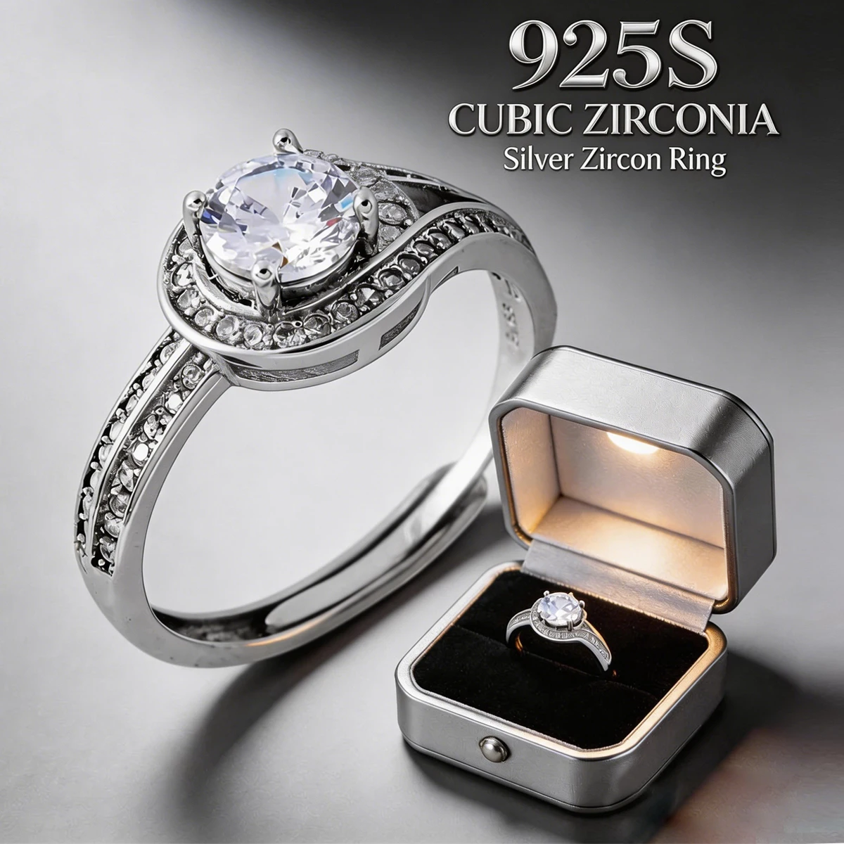 

Original 925 Sterling Silver Ring High Quality Adjustable Opening AAA Zircon For Women Wedding Fine Fashion Jewelry Gift