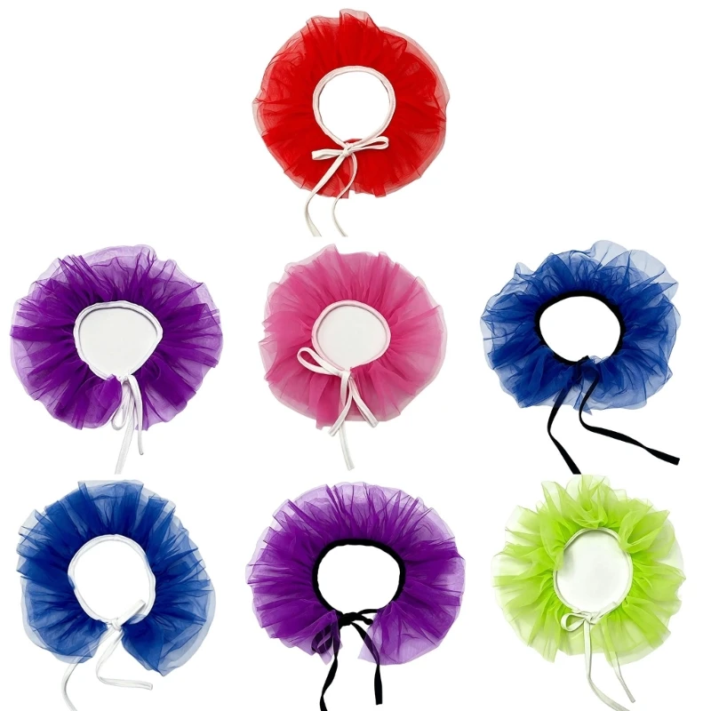Q39C Layered Tulle Halloween Neck Collar Costume Accessory with Tie Closure for Themed Photos Dress Styling and Party Wear