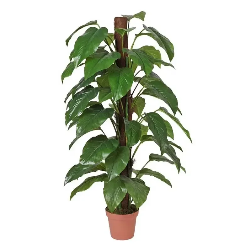 Large Leaf Indoor Artificial Plastic Tropical Bonsai Tree for Home Office Decoration
