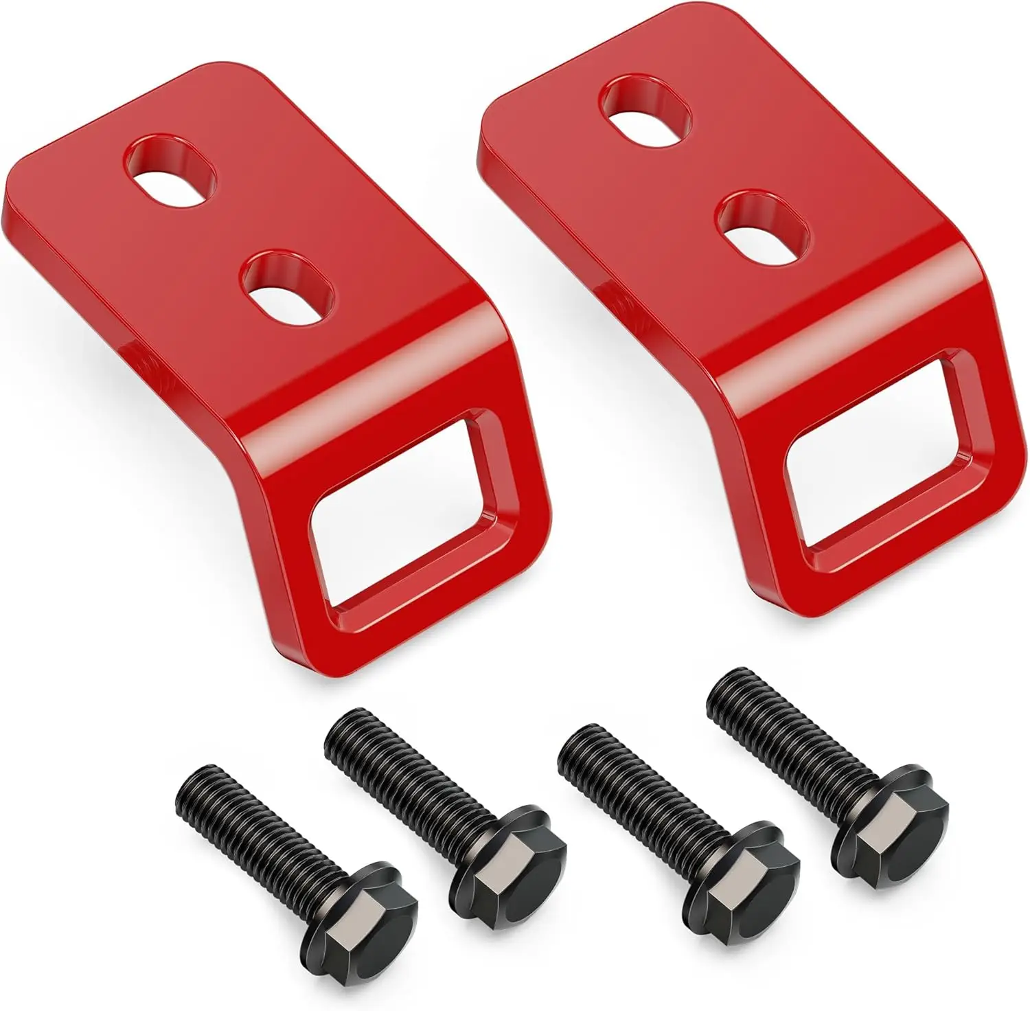 

304 Stainless Steel Recovery Tow Hooks for 4Runner, FJ Cruiser, Land Cruiser, GX460/470 - Red (2-Pack)