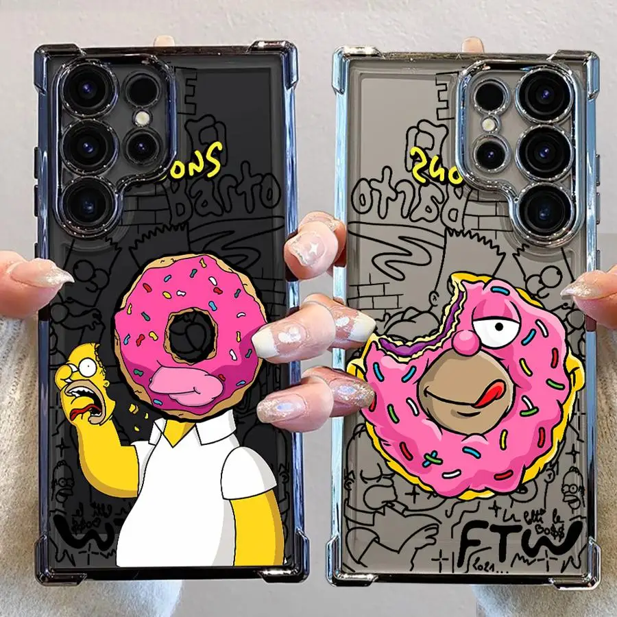 حافظة لطيفة من Disney The Simpsons لهاتف سامسونج جالاكسي S20 FE S23 Plus S25 Ultra S24 S22 S21 غطاء هاتف ناعم