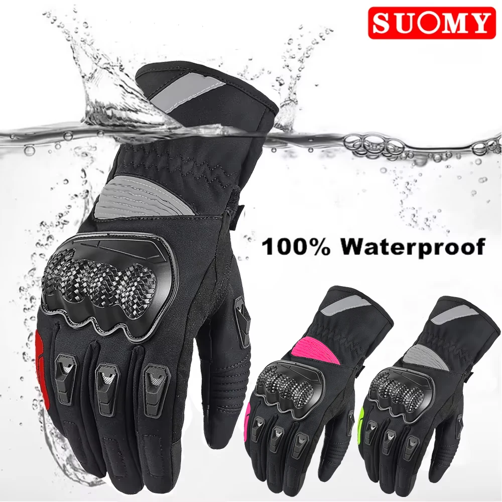 SUOMY Motorcycle Gloves Racing 100% Waterproof Windproof Winter Warm Protective Gear Cycling Ski Guantes Luvas Moto Gloves Men