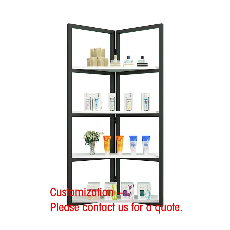 custom.Steel and Wood Multi-Layer Display Rack Cosmetic Samples and Barber Shop Live Display Cabinet