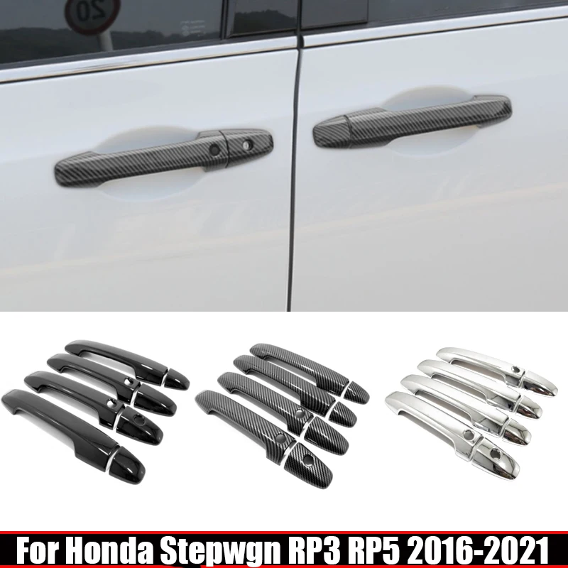 

For Honda Stepwgn RP3 RP5 2016-2021 ABS Carbon Door knob Protector Door Handle Frame Cover Car Exterior Trim Auto Accessories