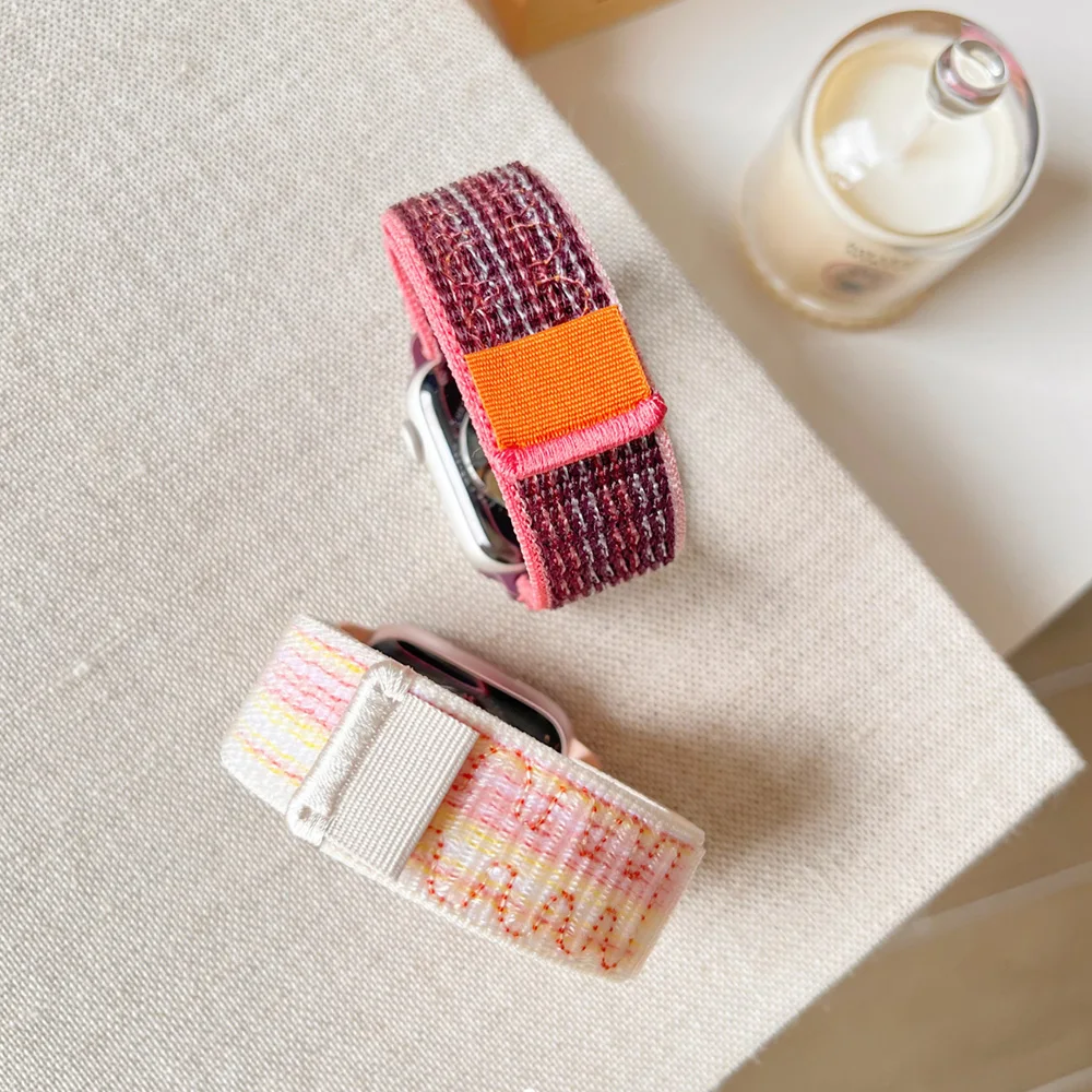 Correa de nailon para Apple Watch, Correa de 45mm-44mm 49mm 42mm-40mm-41mm 38mm 46mm, pulsera iWatch Series 10/ultra2/8/9/6 Se 7