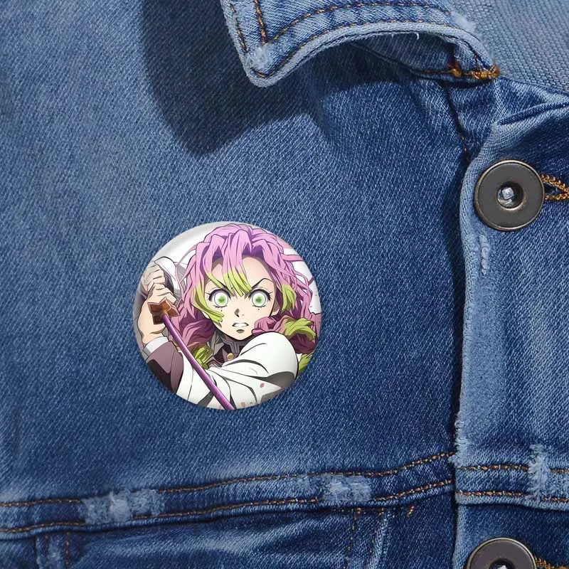 Classic Demon Anime Brooch Pin on Backpack Giyu Tomioka Kanroji Mitsuri Badge Animation Peripheral Cosplay Props Jewelry Gifts