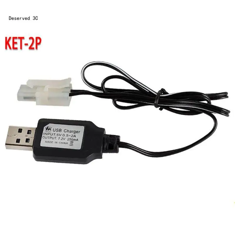 Kabel ładujący Baterie Ładowarka USB Ni-Cd Ni-MH KET-2P Adapter wtyczki 7,2 V 250