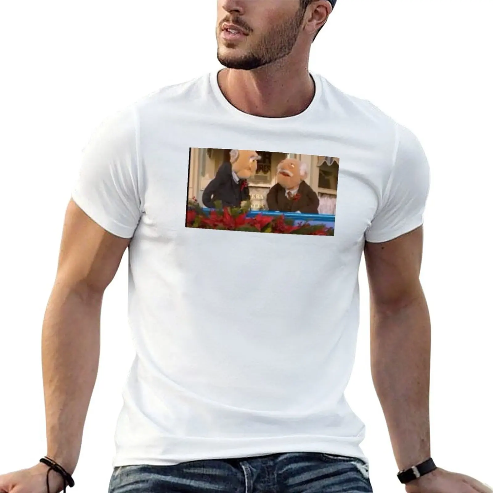 Statler and Waldorf watch a Christmas parade T-Shirt summer clothes basketball graphic tees sweat shirts, men