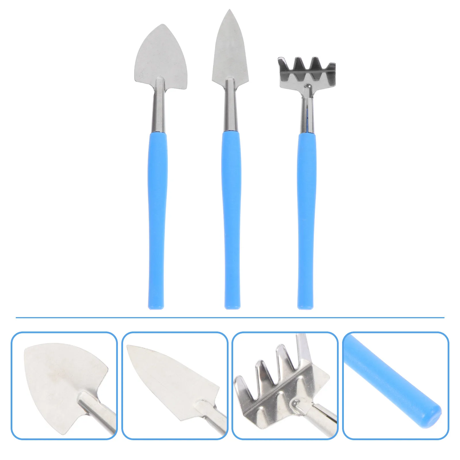 

3Pcs Gardening Shovels Set Stainless Steel Soil Loosening Planting Spades Non-Skid Handle Multi-Functional Garden Tools Balcony