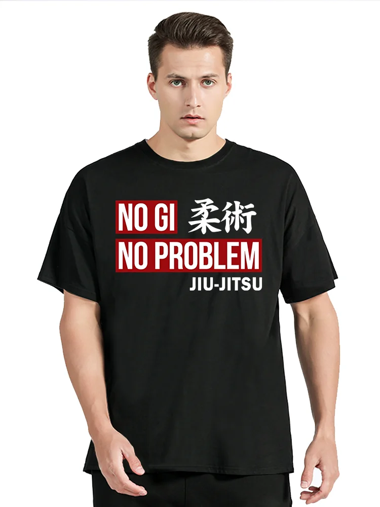 Vintage Jiu Jitsu No Gi No Problem T-Shirt Men's Clothing Cotton Tshirt Martial Arts Brazilian Tops O-neck Summer Casual T Shirt