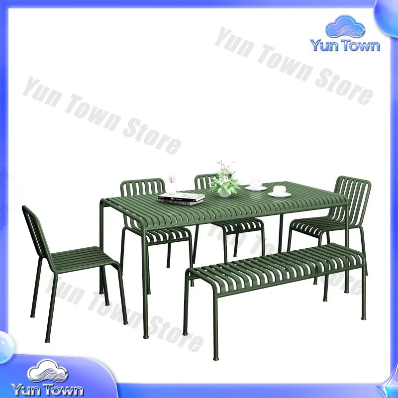 Leisure Courtyard Outdoor Tables And Chairs Iron Backrest Chairs Bar Stools Leisure Table For Outdoor
