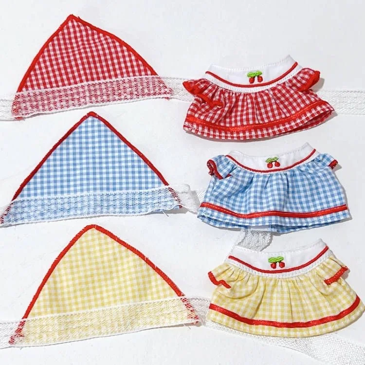 17cm New Clothes Only Pendant Macaron Cloth kerchief Dress Labubu Doll Accessories Cos Gift Doll Pure Handmade Cloth Gift