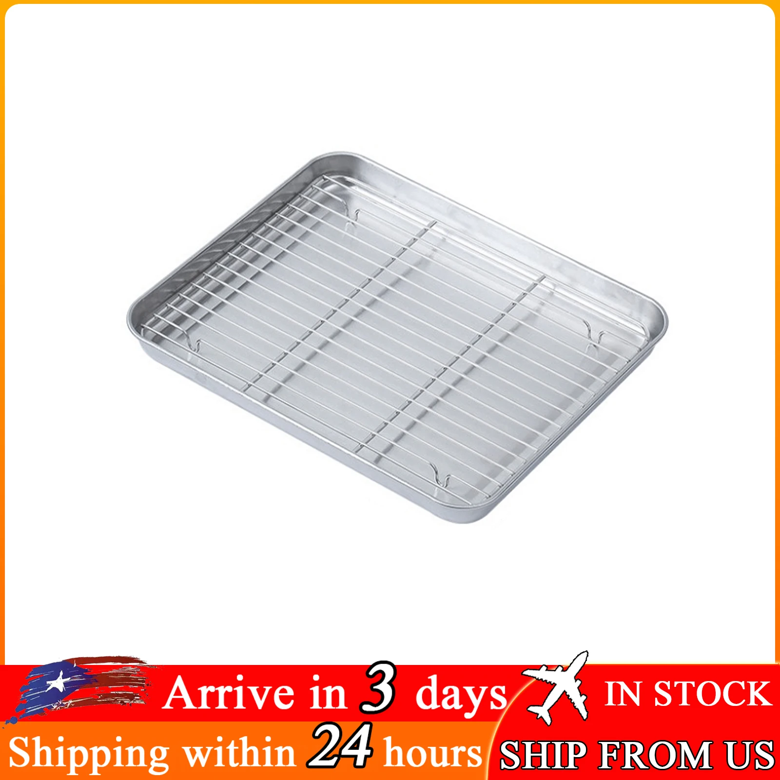 

2Pcs Baking Pan Tray With Wire Rack Cake Baking BBQ Pan Tray Plate Oven Brownie Rack Roasting Grilling Tool Kitchen Accessories