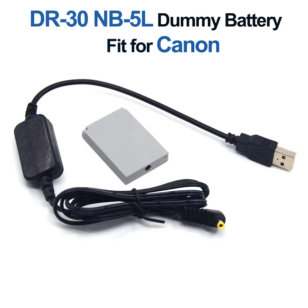 

USB to DC Power Cable DR-30 NB-5L NB-5LH Dummy Battery for Canon Powershot S100 SD970 SD990 SX200 SX210 850 860 IS SX230HS