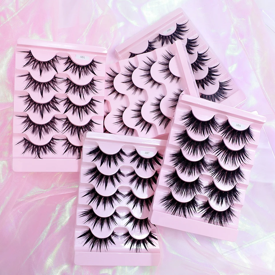 RED SIREN pestañas de maquillaje 5 pares, suaves, naturales, de visón, pestañas manga coreanas de moda 3
