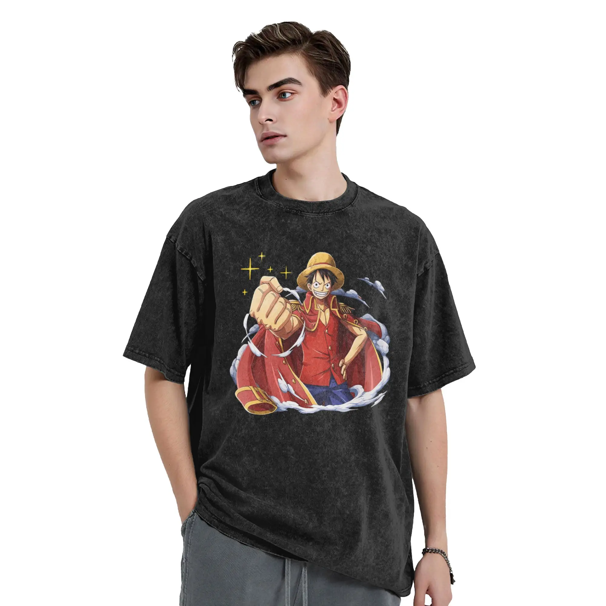 Man T Shirt Ones Japanese Anime P-Pieces Luffy Washed T Shirts Leisure  Summer Tee Shirt Aesthetic  New Arrival
