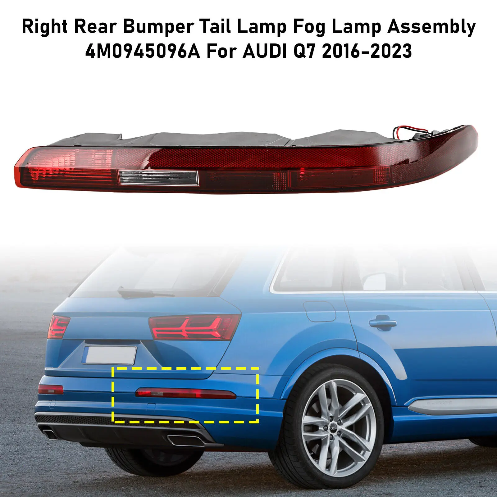 Right Rear Bumper Tail Lamp Fog Lamp Assembly 4M0945096A For AUDI Q7 2016-23 P1