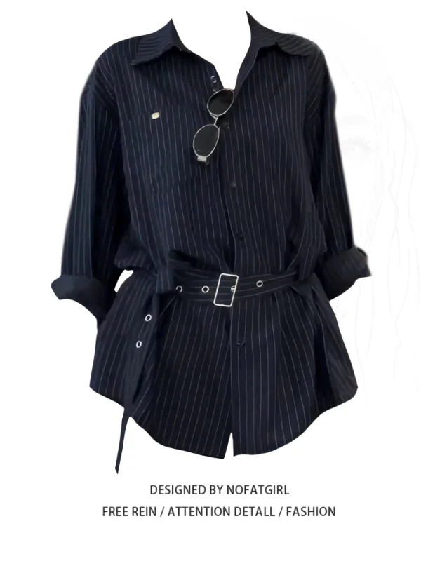 

Большие размеры в полоску в стиле ретро, свободный длинный све, дизайн для похудения для женщин больших размеров, удобный, дышащий, модный