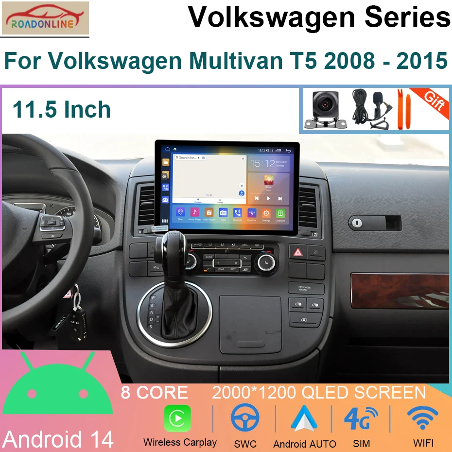 

11.5Inch Android 14 Car radio For Volkswagen Multivan T5 2008 - 2015 player Multimedia navigation stereo GPS 4G